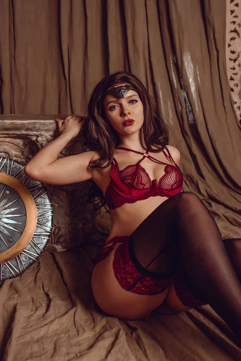 Justice League - Diana Prince (Diana of Themyscira) (Wonder Woman) (Lingerie) Cosplay full body character photo