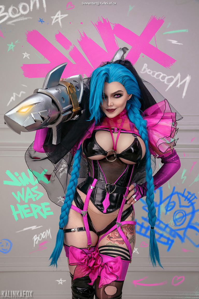 League of Legends - Jinx (The Loose Cannon) (Lingerie) Cosplay full length photo