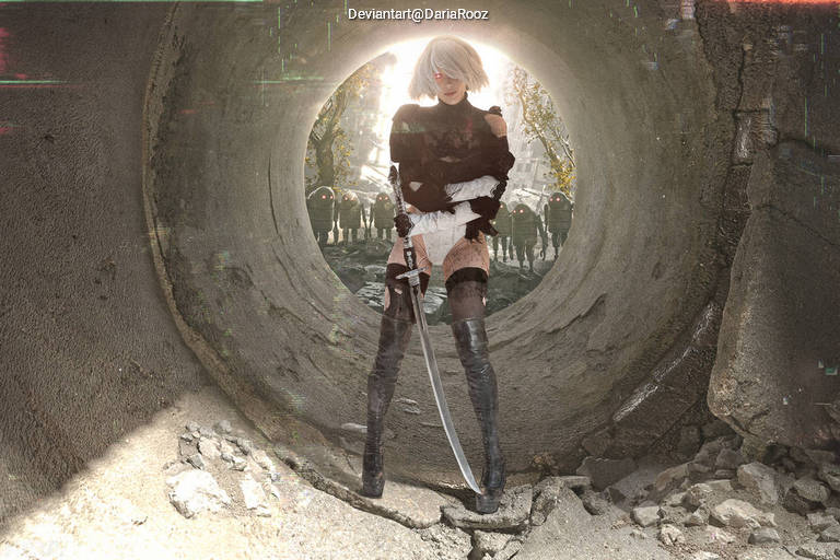 NieR AutomatA - 2B (YoRHa No.2 Type-B) Cosplay full body portrait