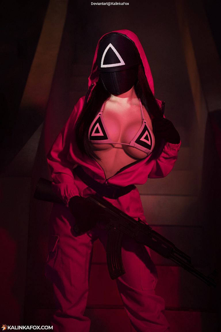 Squid Game - Pink Guards (Female) Cosplay full length photo