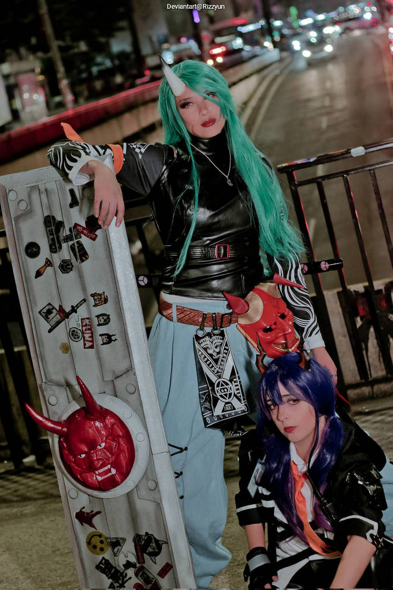 Arknights - Hoshiguma & Ch en Cosplay full length photo