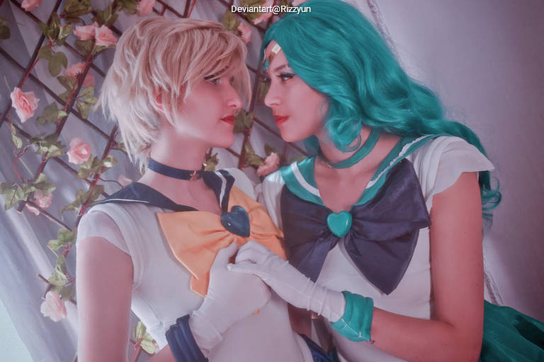Sailor Moon (HaruMichi) - Haruka Tenou (Sailor Uranus) & Michiru Kaiou (Sailor Neptune) Cosplay anime character costume photo