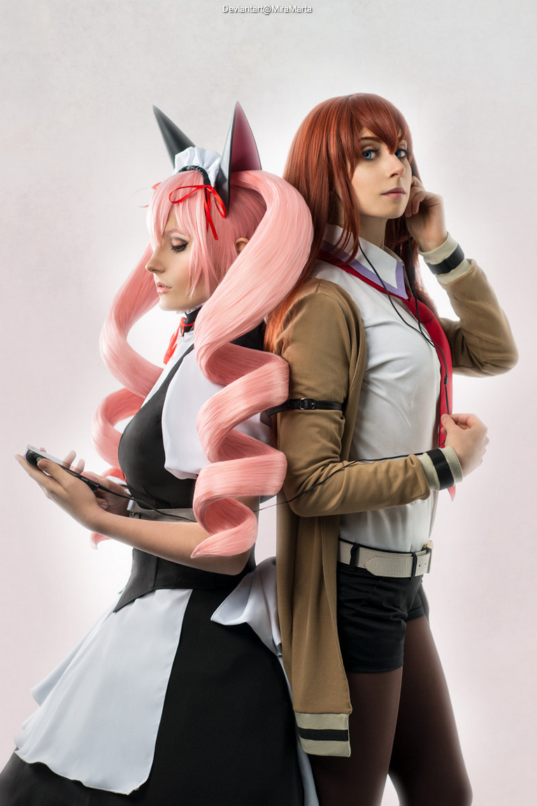 Steins Gate - Kurisu Makise (KuriGohan and Kamehameha) & Faris NyanNyan (Rumiho Akiha) Cosplay full body portrait