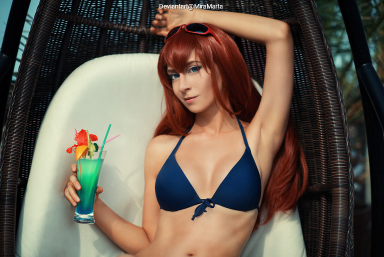 Steins Gate - Kurisu Makise (KuriGohan and Kamehameha) (Swimsuit) Cosplay full body portrait