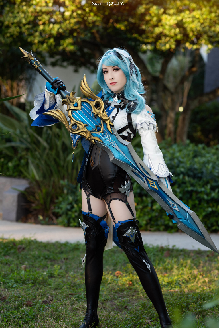 Genshin Impact - Eula Lawrence (Dance of the Shimmering Wave) (Wavecrest Waltz) Cosplay full body portrait