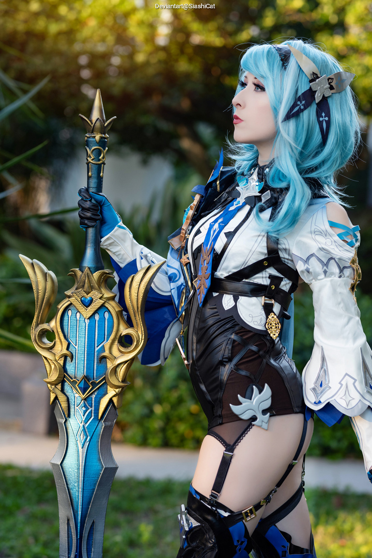 Genshin Impact - Eula Lawrence (Dance of the Shimmering Wave) (Wavecrest Waltz) Cosplay full length photo