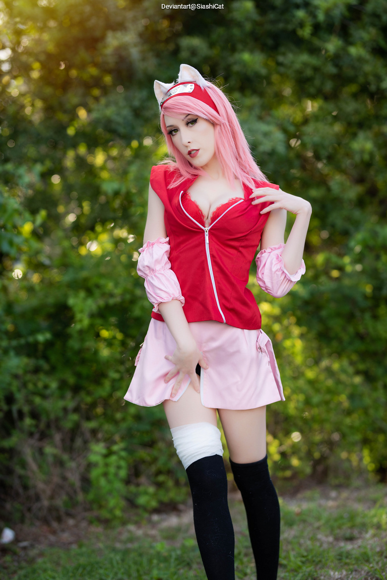 Naruto Shippuden - Sakura Haruno (Cat) (Lingerie) Cosplay full length photo