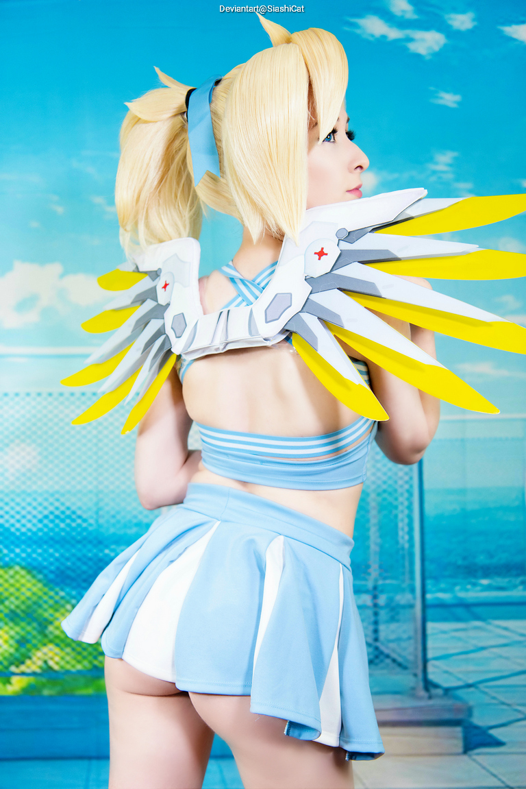 Overwatch - Mercy (Angela Ziegler) (Cheerleader) (Concept) Cosplay full length photo