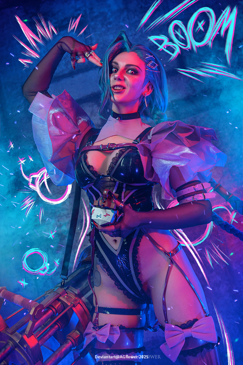 Arcane - League of Legends - Jinx (The Loose Cannon) (Lingerie) Cosplay full length photo