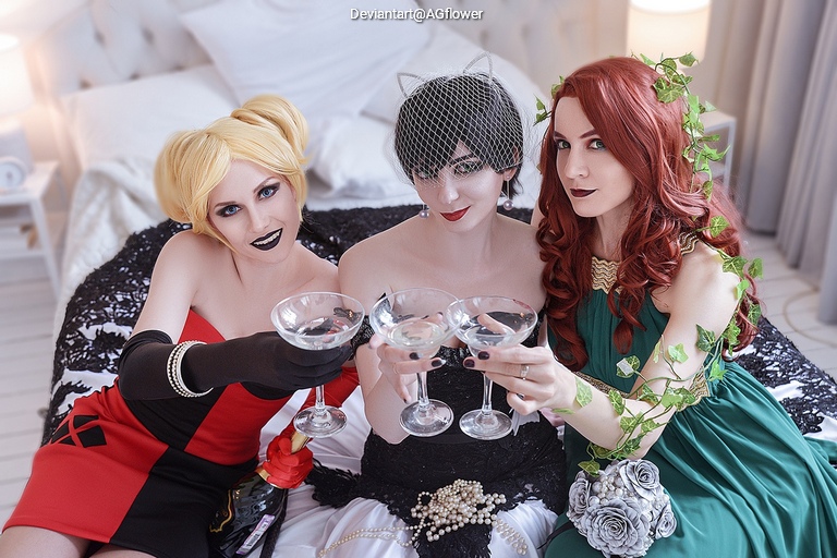 Batman - Catwoman & Harley Quinn & Poison Ivy Cosplay full length photo