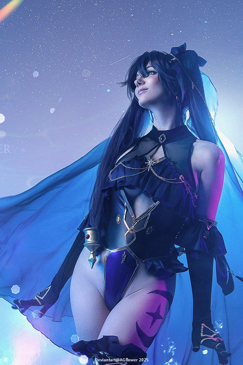 Genshin Impact - Mona (Astral Reflection) Cosplay - erotic study Genshin Impact - Mona (Astral Reflection) Cosplay - erotic study