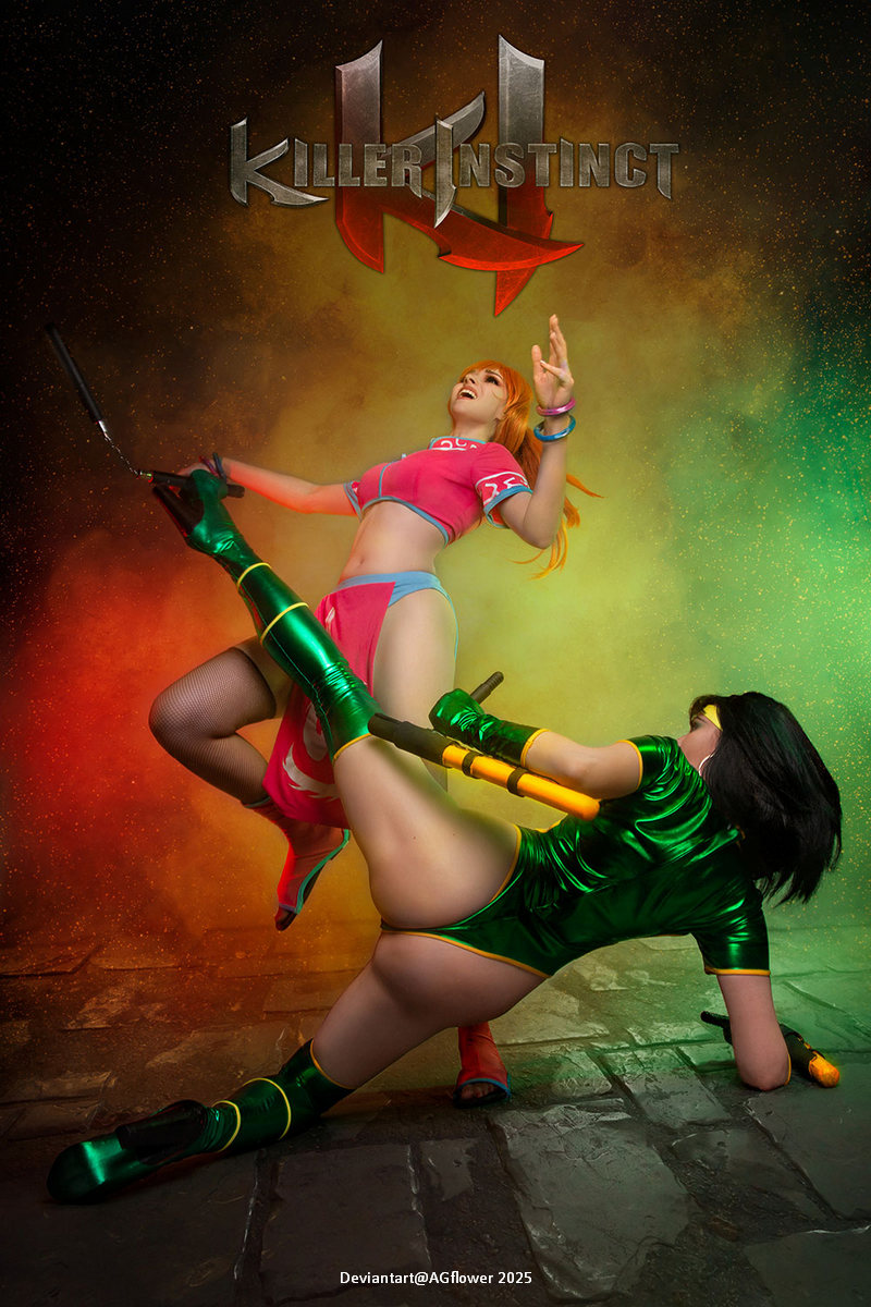 Killer Instinct - Kim Wu (The Guardian of the Dragon) & Black Orchid (The Lethal Agent) Cosplay full length photo