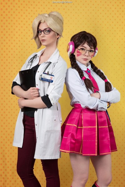 Overwatch - Angela Ziegler (Mercy) (The Guardian Angel) (Doctor) & Hana Song (D.Va) (The MEKA Pilot) Cosplay