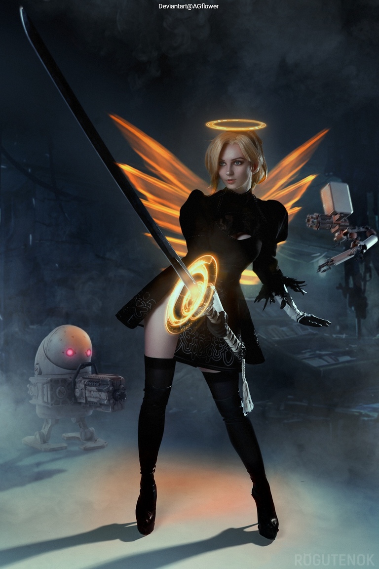 Overwatch - Angela Ziegler (Mercy) (The Guardian Angel) 2B (YoRHa No.2 Type-B) Cosplay costume showcase portrait