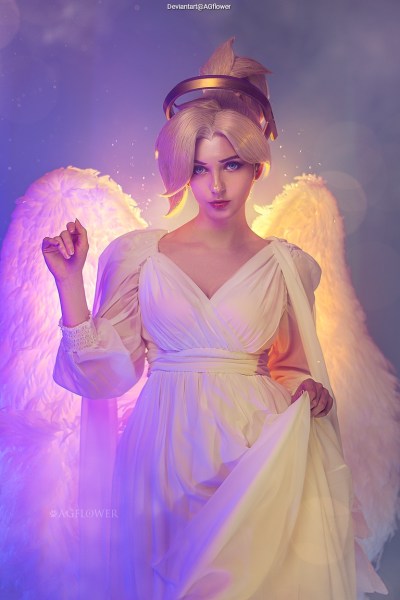 Overwatch - Angela Ziegler (Mercy) (The Guardian Angel) (Bride) Cosplay