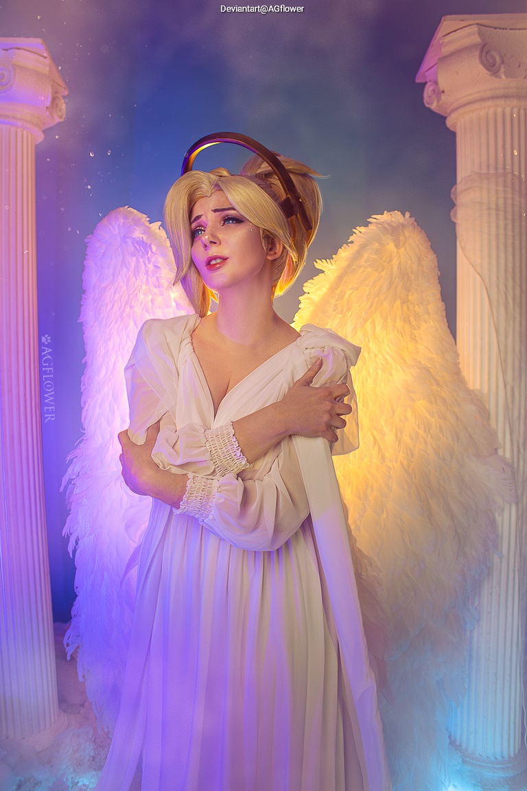 Overwatch - Angela Ziegler (Mercy) (The Guardian Angel) (Bride) Cosplay - premium study