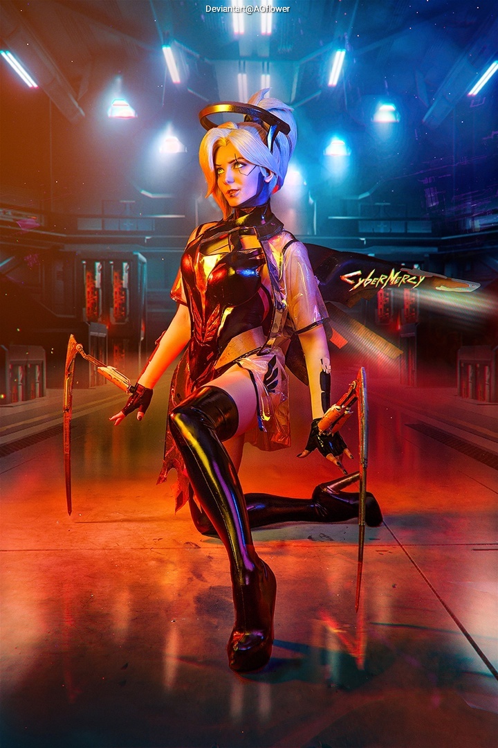 Overwatch - Angela Ziegler (Mercy) (The Guardian Angel) (Cyberpunk 2077) Cosplay character portrait photography