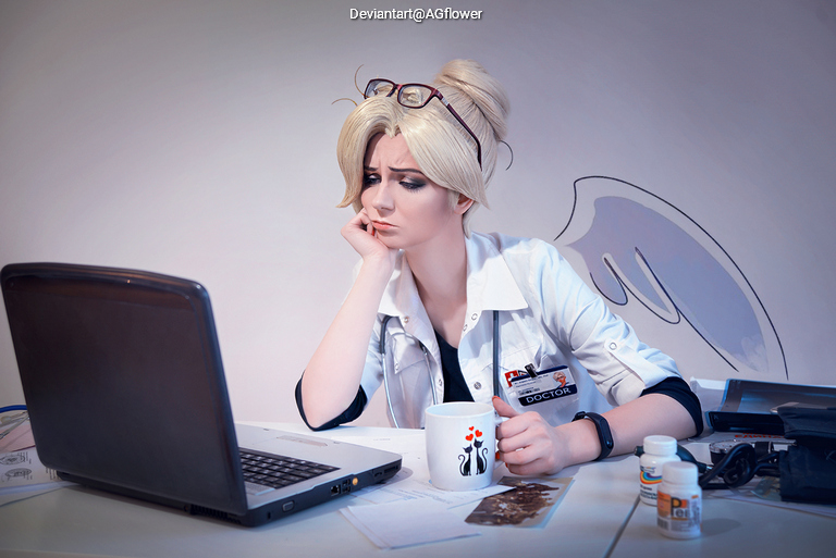 Overwatch - Angela Ziegler (Mercy) (The Guardian Angel) (Doctor) Cosplay full length photo