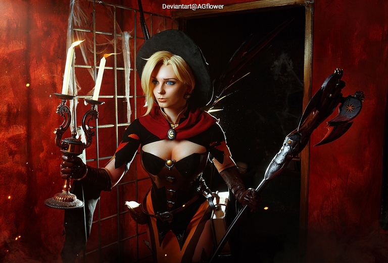 Overwatch - Angela Ziegler (Mercy) (The Guardian Angel) (Witch) Cosplay full body character photo
