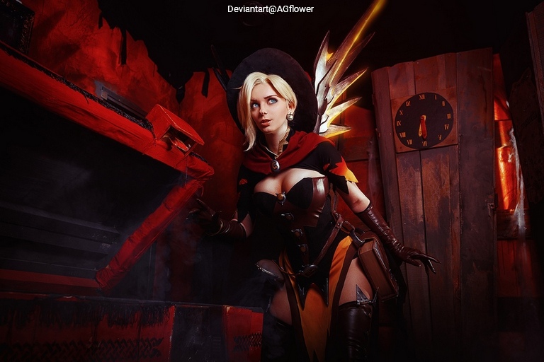 Overwatch - Angela Ziegler (Mercy) (The Guardian Angel) (Witch) Cosplay costume showcase portrait