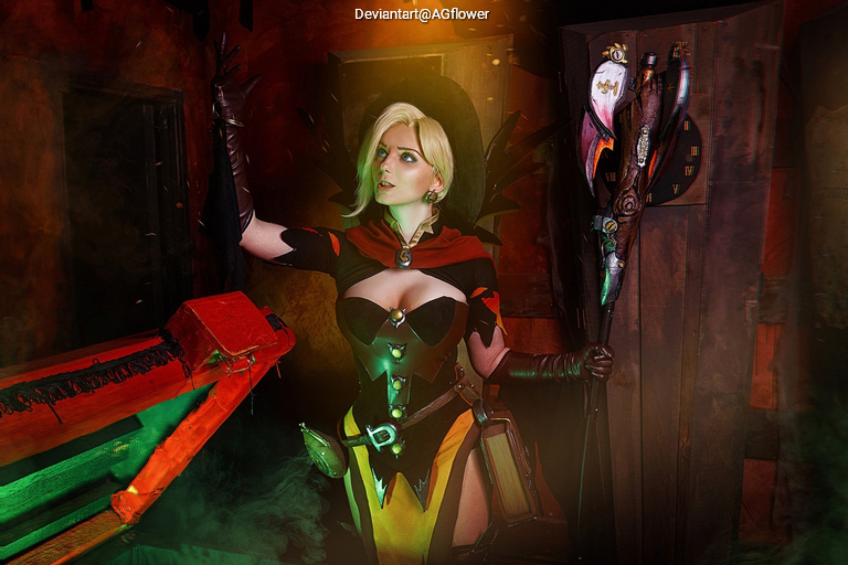 Overwatch - Angela Ziegler (Mercy) (The Guardian Angel) (Witch) Cosplay full body portrait