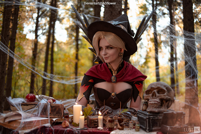 Overwatch - Angela Ziegler (Mercy) (The Guardian Angel) (Witch) Cosplay full body portrait