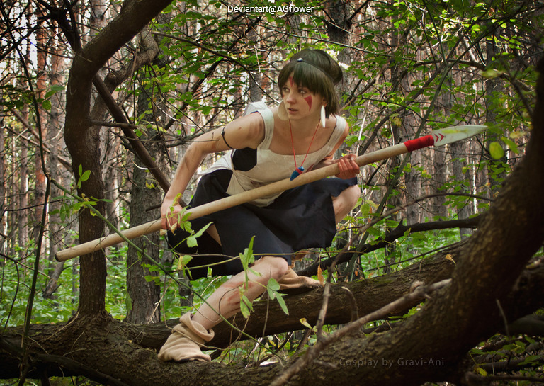 Princess Mononoke - San (Wolf Girl) Cosplay full body portrait