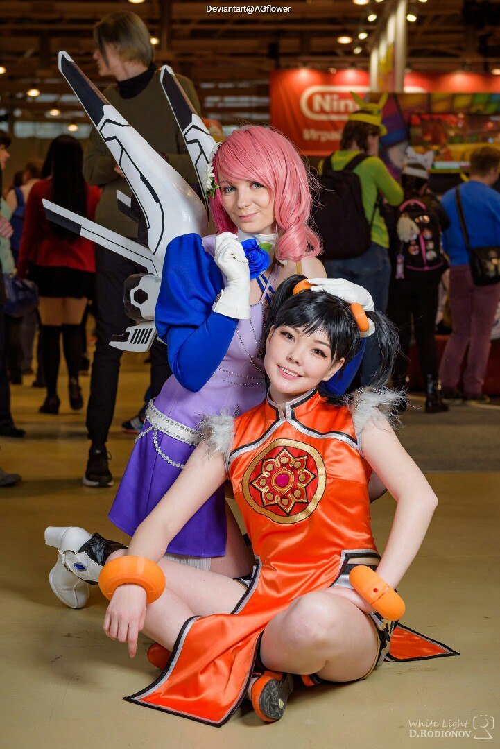 Tekken 6 - Bloodline Rebellion - Alisa Bosconovitch (The Android with a Heart) & Ling Xiaoyu (The Dancing Phoenix) Cosplay full length photo