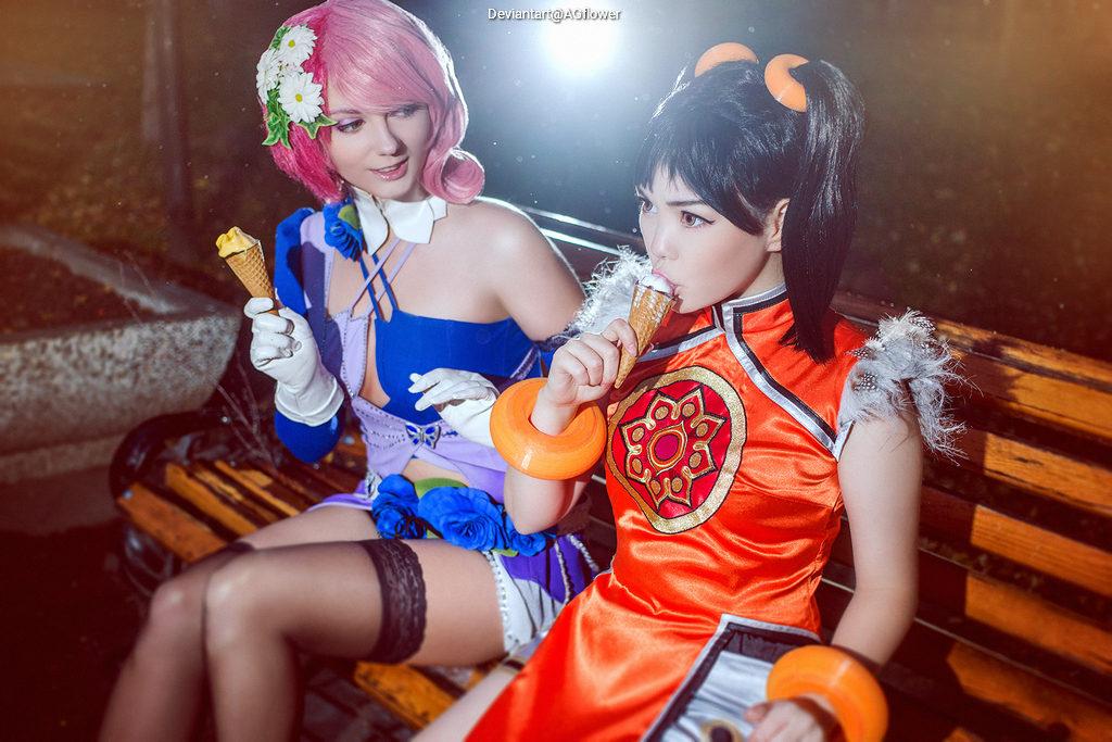Tekken 6 - Bloodline Rebellion - Alisa Bosconovitch (The Android with a Heart) & Ling Xiaoyu (The Dancing Phoenix) Cosplay character costume portrait