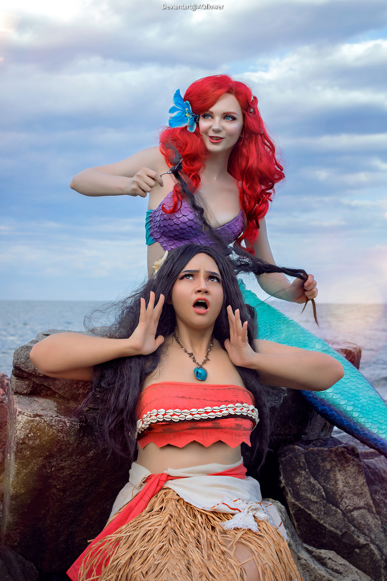 The Little Mermaid - Ariel & Moana Waialiki Cosplay character recreation portrait