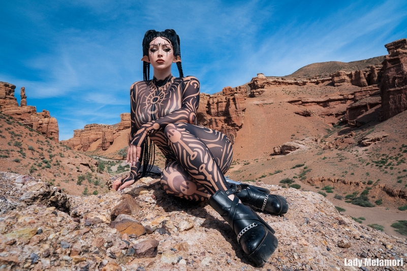 Desert Elf Huntress Original Vision Cosplay full length photo