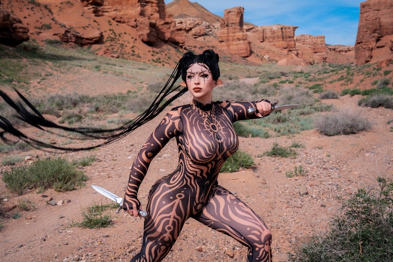 Desert Elf Huntress Original Vision Cosplay full length photo