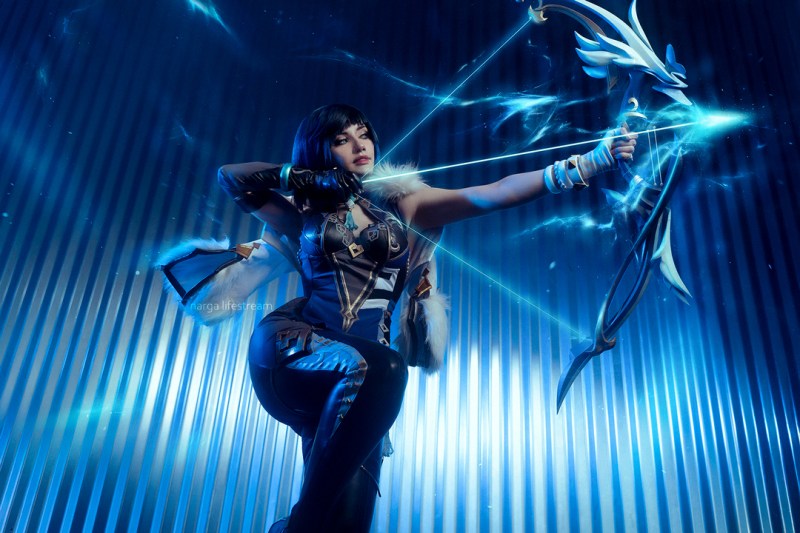Genshin Impact - Yelan (Valley Orchid) (The Waning Point) Cosplay full length photo