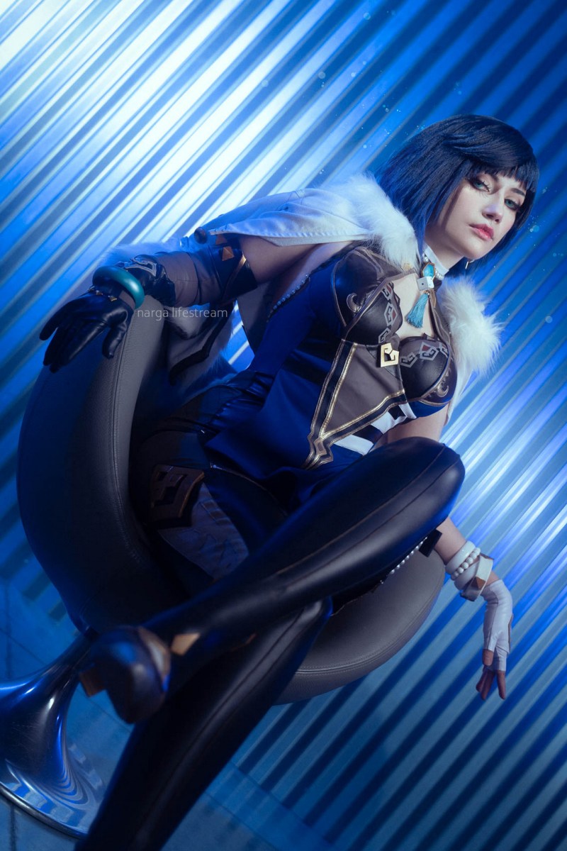 Genshin Impact - Yelan (Valley Orchid) (The Waning Point) Cosplay full body character photo