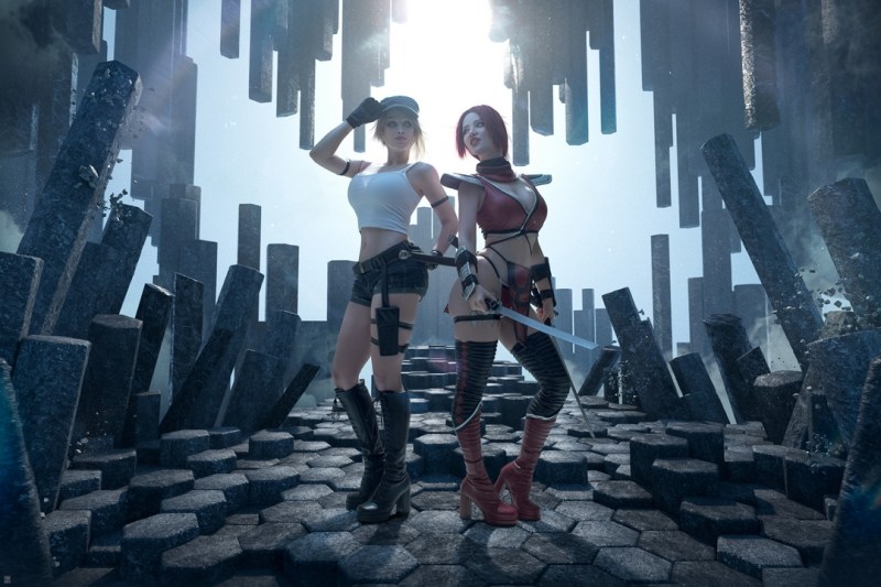 Mortal Kombat 3 - Sonya Blade &amp; Skarlet  Cosplay - soft focus shot