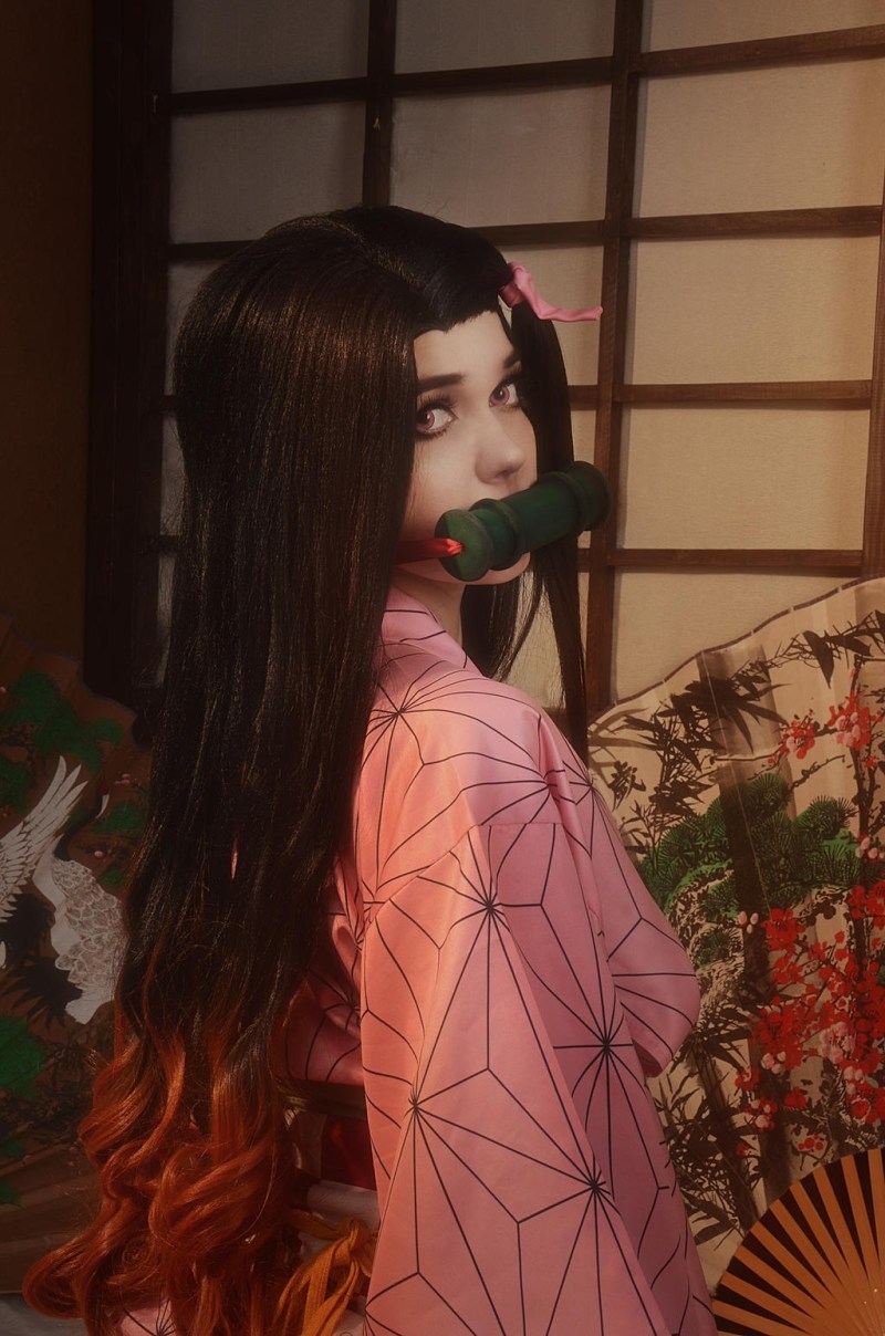 Demon Slayer - Nezuko Kamado (The Chosen Demon) Cosplay - Ariadna Lobe #02 - soft focus shot Demon Slayer - Nezuko Kamado (The Chosen Demon) Cosplay - Ariadna Lobe #02 - soft focus shot